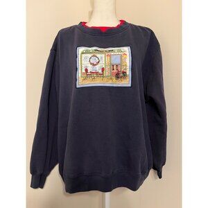 Vintage Extra Shenanigans 2X Sweatshirt Coffee Shop Patch Cafe Embroidered